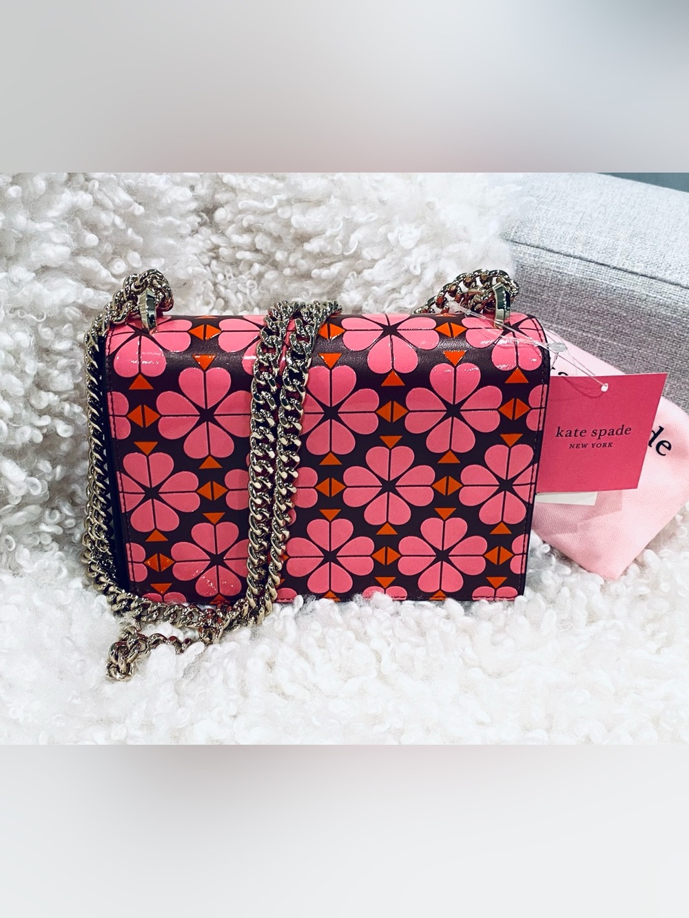 Kate Spade Amelia Bag Pink Floral Pattern embossed leather Shoulder Bag NWT